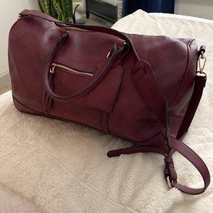 Weekend Maroon Leather Duffle Bag